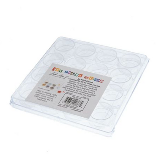 Joy Filled Storage, Plastic Box (13.5*13.5*2CM) w/16 Clear Round Containers (3*1.2CM) Sundaylace Creations & Bling