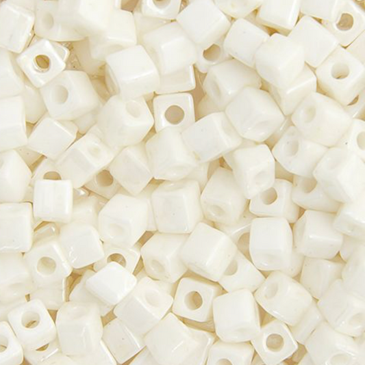 Miyuki Seed Bead Cubes White Pearl Opaque Luster (0420v)(22g) Miyuki Seedbeads