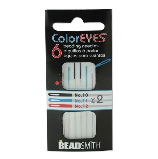 ColorEyes 6pcs Beading Needles, Size 10/11/12 Thread