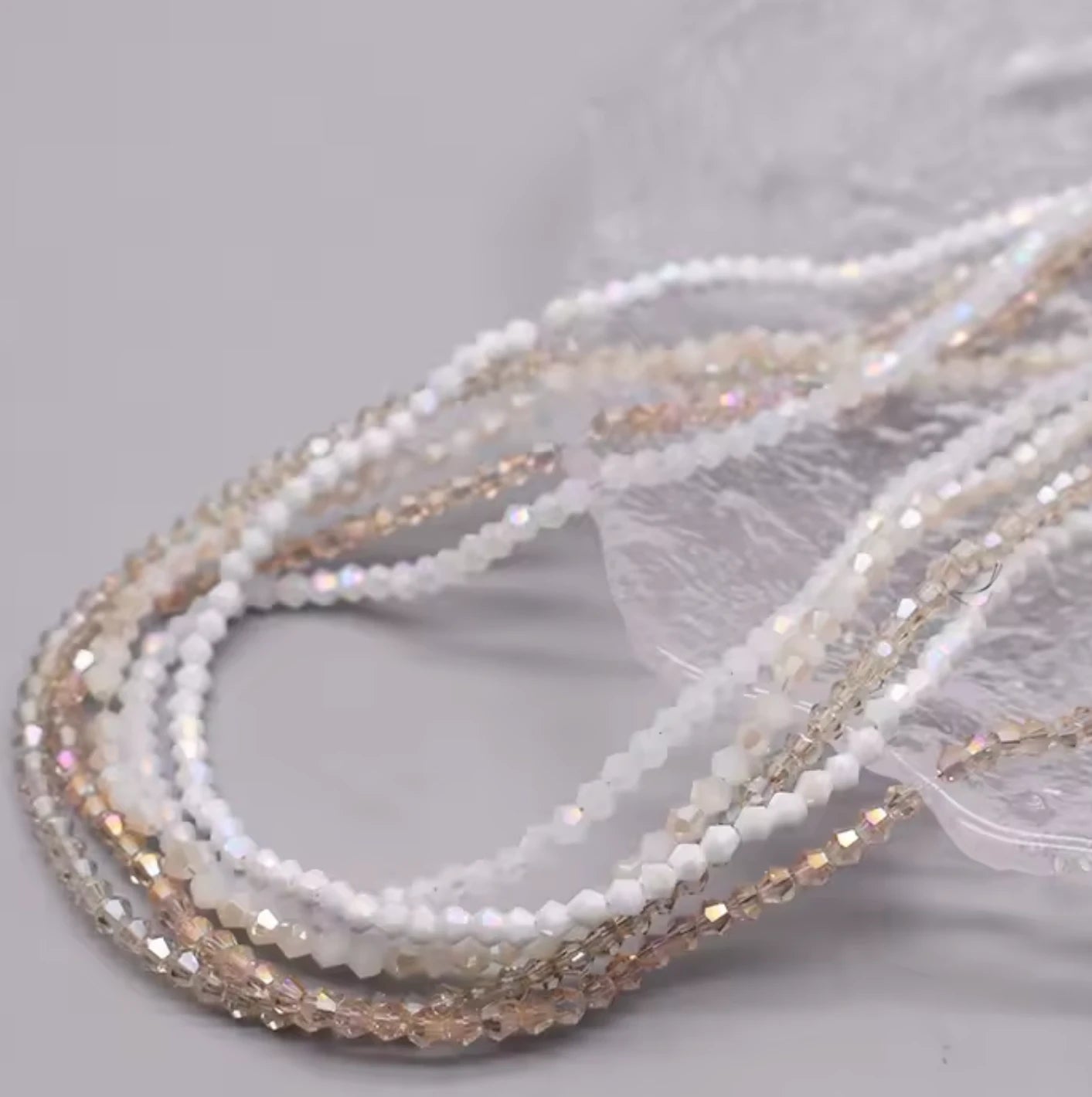 3mm Bicone Beads Multicolour Glass w/5 Strings Bicone/Rondelle