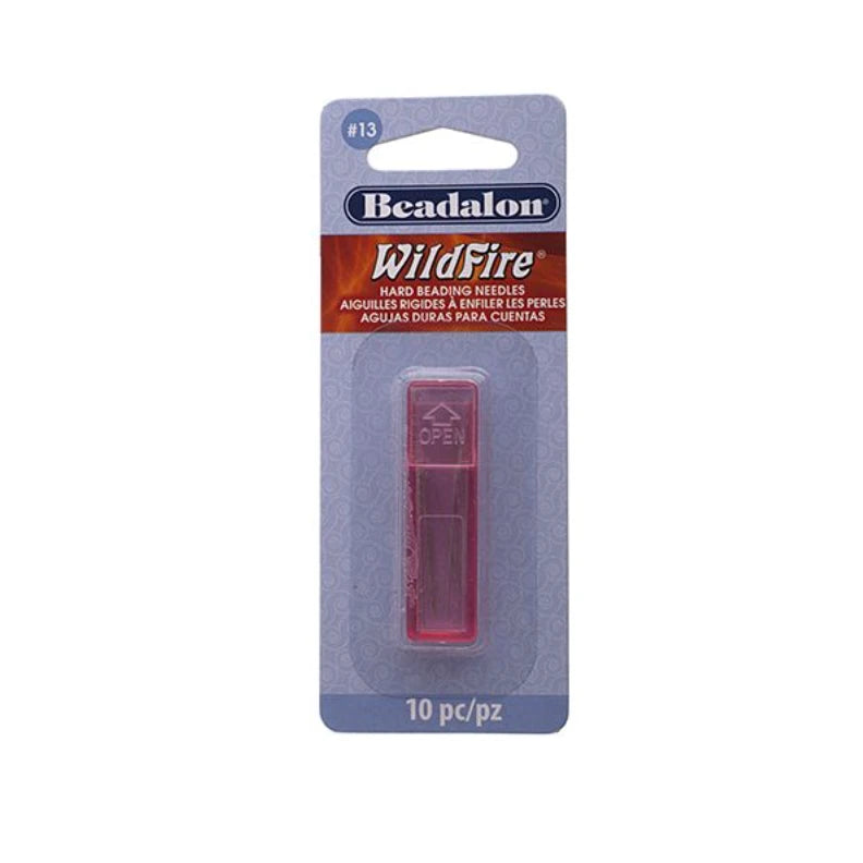Beadalon Hard Wildfire Needle Size 13/0 10pcs w/pink case Beading Needles, Basics Basics
