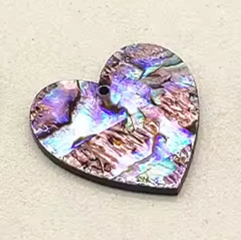 30*30mm Pink Abalone Shell Large Heart shaped, with one hole, Resin Shell Gem (Sold in Pair) Resin Gems