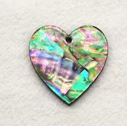 31*31mm Grey Green Mint Shell Print Large Heart shaped, with one hole, Resin Shell Gem (Sold in Pair) Resin Gems