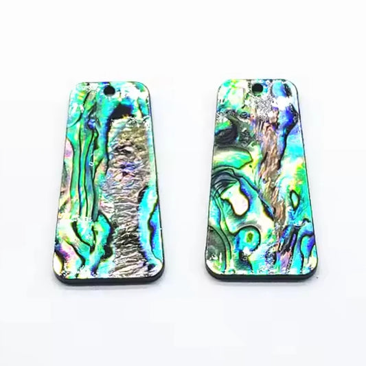 19*37mm Blue-Green Abalone Shell Trapezoid on Black Acrylic Resin, one hole sew on, Acrylic Resin Gem (Sold in Pair) Sundaylace Creations & Bling