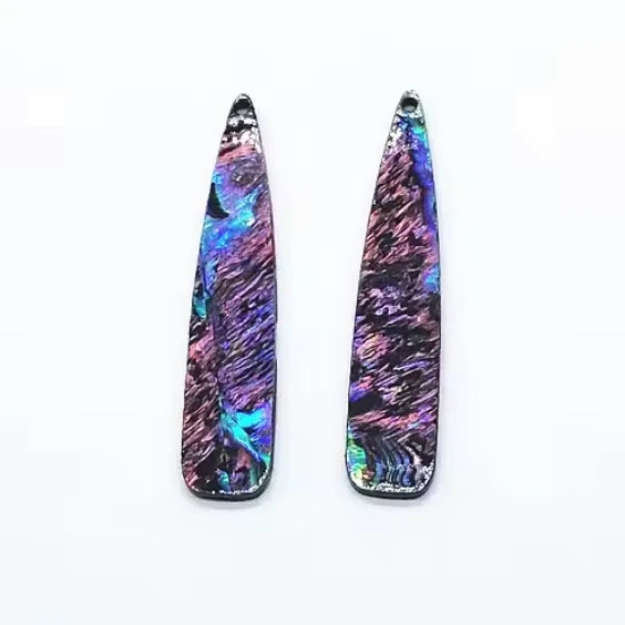 11*54mm Pink Abalone Shell Long Teardrop , Sew on, Resin Gem (Sold in Pair) Resin Gems