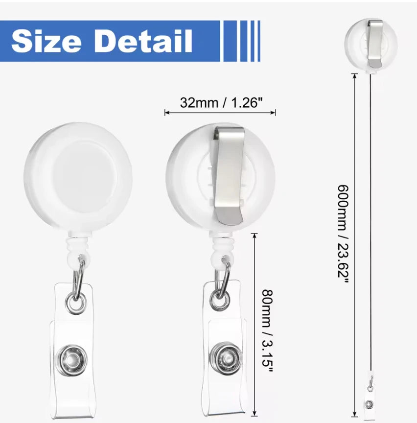 32mm White Retractable Badge Clip/ID Holder Reel, Lanyard Beading Basics (1 pc) Sundaylace Creations & Bling