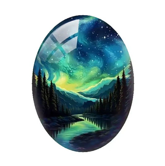18*25mm Aurora Borealis Oval (Variant V), Glue On, Resin Gem, (Sold in Pair) Resin Gems