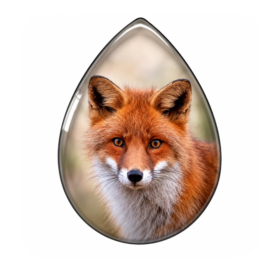 13*18m Fox Head Orange Acrylic Printed Teardrop, Glue on, Resin Gem (Sold in Pair) Resin Gems