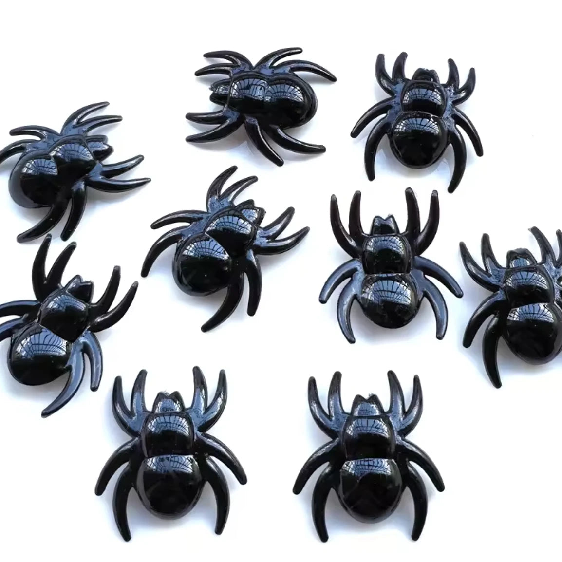 12mm 3D Black Spider, Resin Gem (Sold in Pair) Sundaylace Creations & Bling