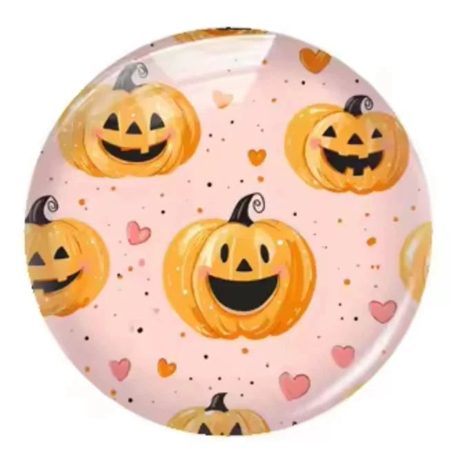 20mm Halloween (Title) Round, Glue On, Resin Gem (Sold in Pair) Resin Gems