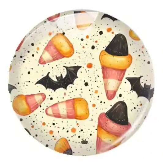 20mm Halloween (Title) Round, Glue On, Resin Gem (Sold in Pair) Resin Gems