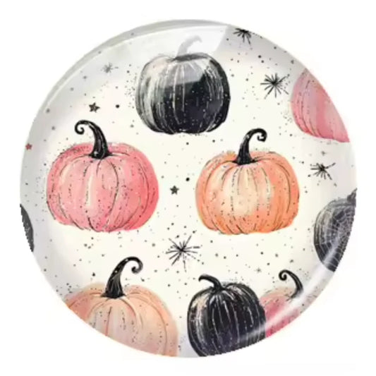 20mm Halloween (Title) Round, Glue On, Resin Gem (Sold in Pair) Resin Gems