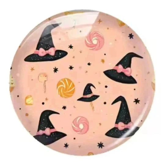 20mm Halloween (Title) Round, Glue On, Resin Gem (Sold in Pair) Resin Gems