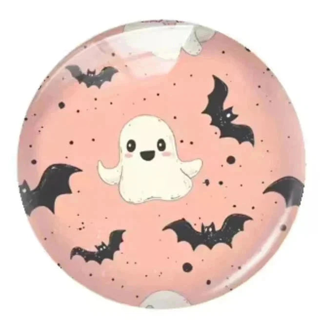 20mm Halloween (Title) Round, Glue On, Resin Gem (Sold in Pair) Resin Gems
