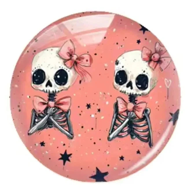 20mm Halloween (Title) Round, Glue On, Resin Gem (Sold in Pair) Resin Gems