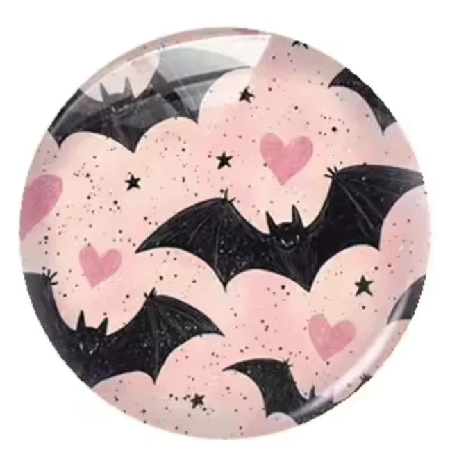 20mm Halloween (Title) Round, Glue On, Resin Gem (Sold in Pair) Resin Gems