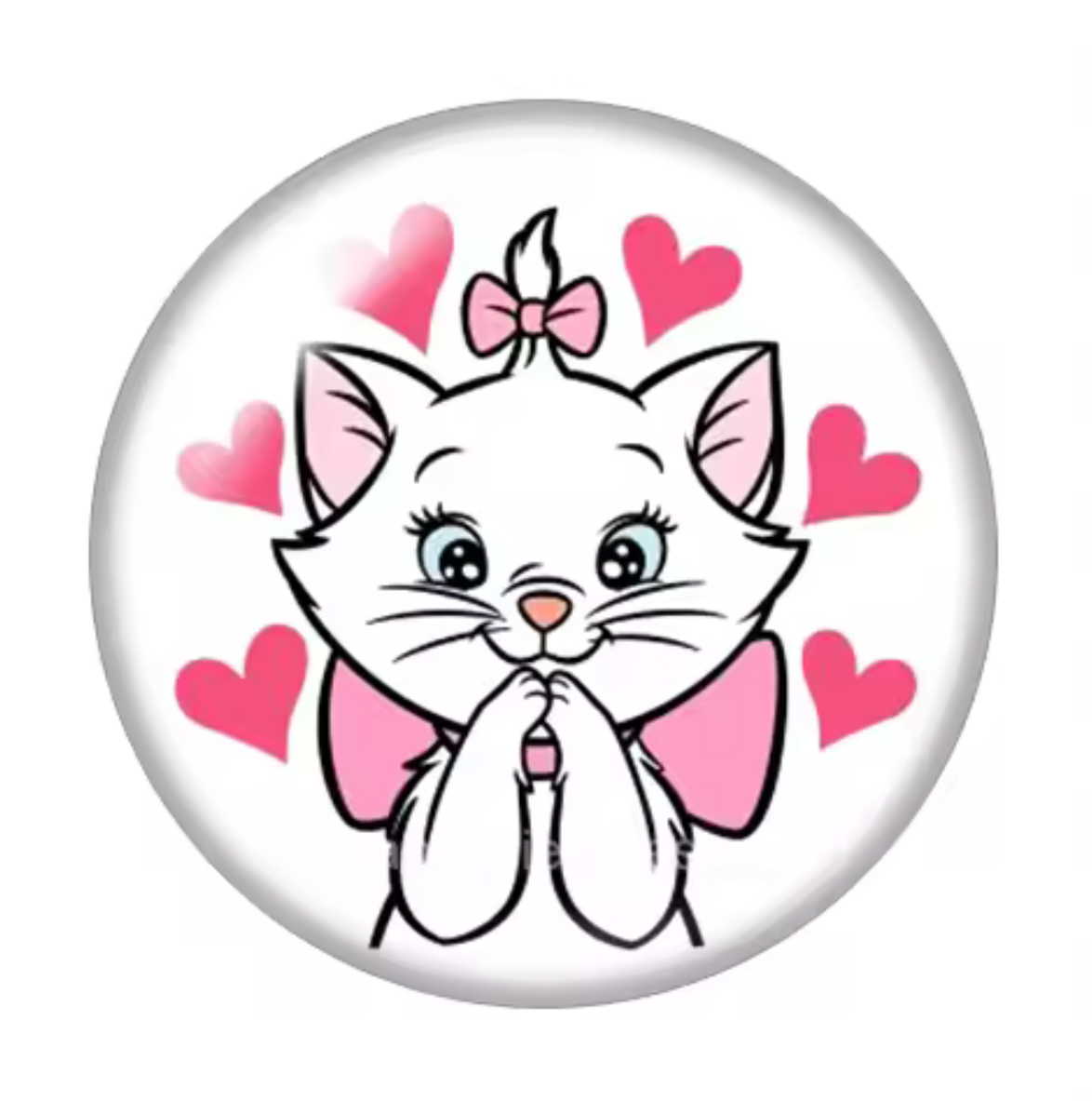 20mm Cute Pink Cat Hearts Round, Glue On, Resin Gem (Sold in Pair) Resin Gems
