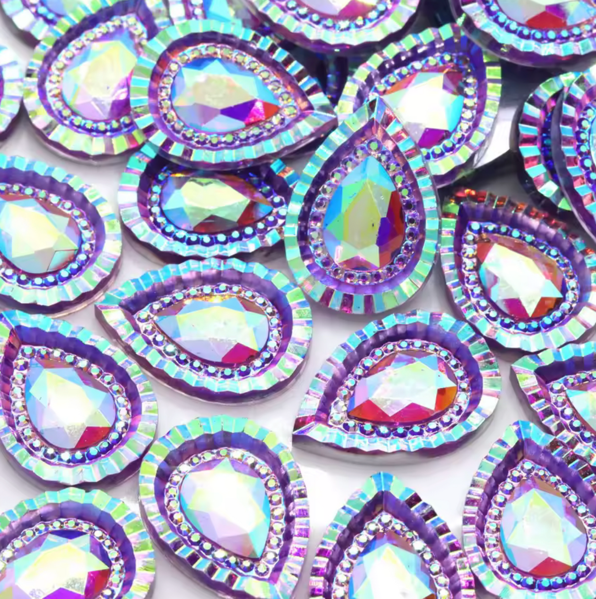 18*25mm Cosmic Purple Piikki Teardrop, Glue On, Resin Gem (Sold in Pair) Resin Gems