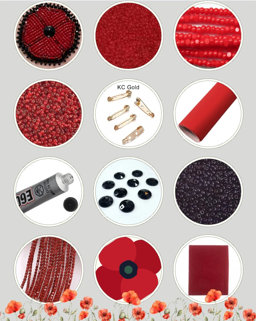 Beaded Poppy Supply Bundle – DIY Remembrance Day Beading, Promotion Promotional Products