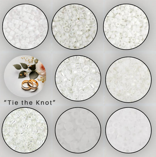 “Tie the Knot” White Themed 11/0 Delica Set x 8 (5.2g) Bundle, Promotions Miyuki Delica Beads