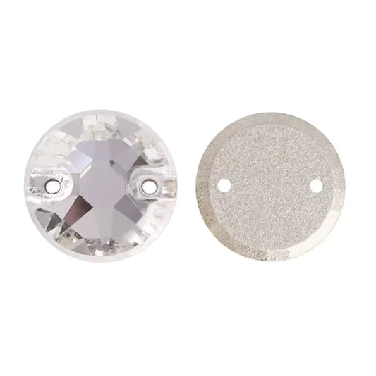 12mm Crystal Clear  Rivoli Flat Top, Sew on, Fancy Glass Gem (Sold in Pair) Fancy Glass Gems