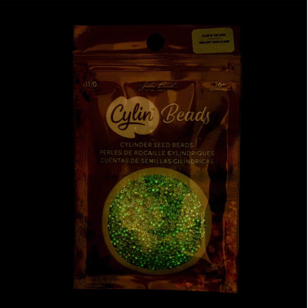 Cylin Bead 11/0 25g Bag Glow in Dark AB - Grey (dark Glow) Cylin Bead 11/0