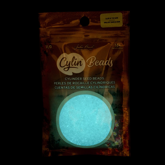 Cylin Bead 11/0 25g Bag Glow in Dark - White to Turquoise Cylin Bead 11/0