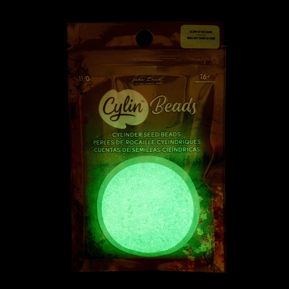 Cylin Bead 11/0 25g Bag Glow in Dark AB - Turquoise Cylin Bead 11/0