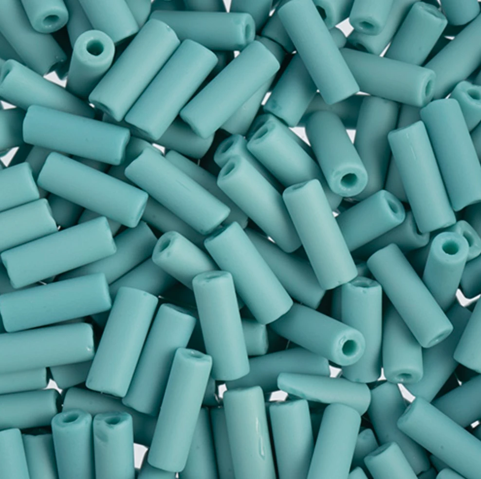 4*10mm Turquoise Matte Glass Wampum Bead Tubes *Beads used in Lanyards* Sundaylace Creations & Bling