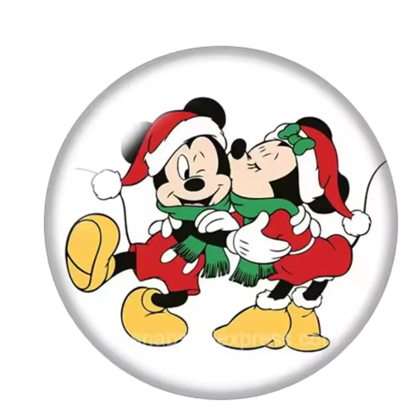 Cartoon characters in Christmas attire kissing on a white background with 'goddessglass' branding.