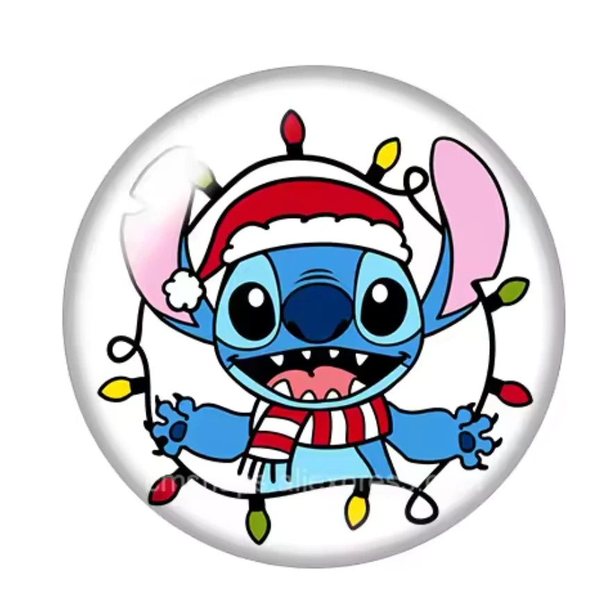 20mm Stitch Christmas Lights Round, Glue on, Resin Gems (Sold in Pairs) Resin Gems