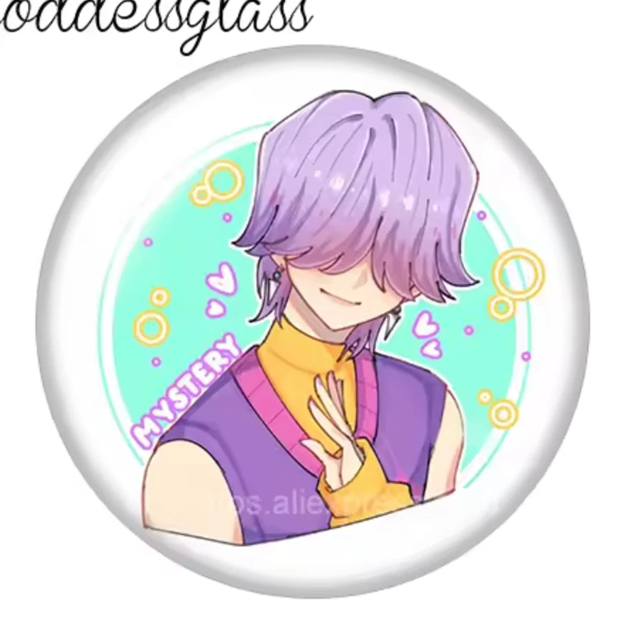 18mm SAJA BOYS - K-Pop Demon Hunter Anime Cartoon Round, Glue on, Resin Gems (Sold in Pairs) Resin Gems