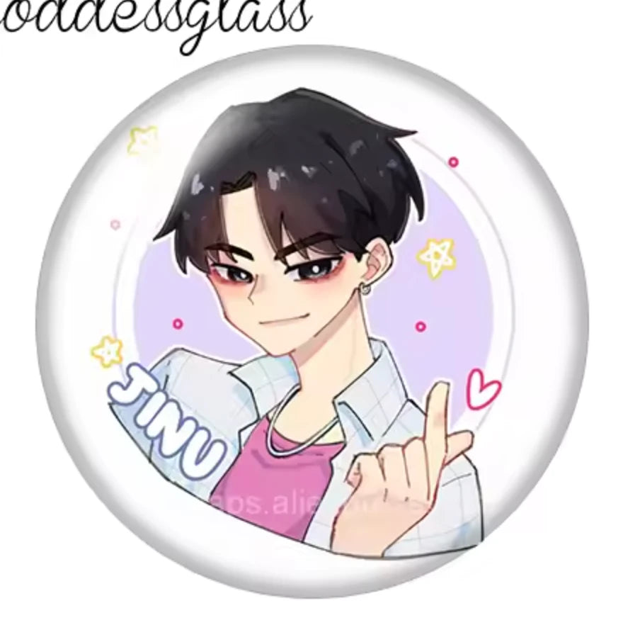 18mm Jinu SAJA BOYS - K-Pop Demon Hunter Anime Cartoon Round, Glue on, Resin Gem, (Sold in Pairs)