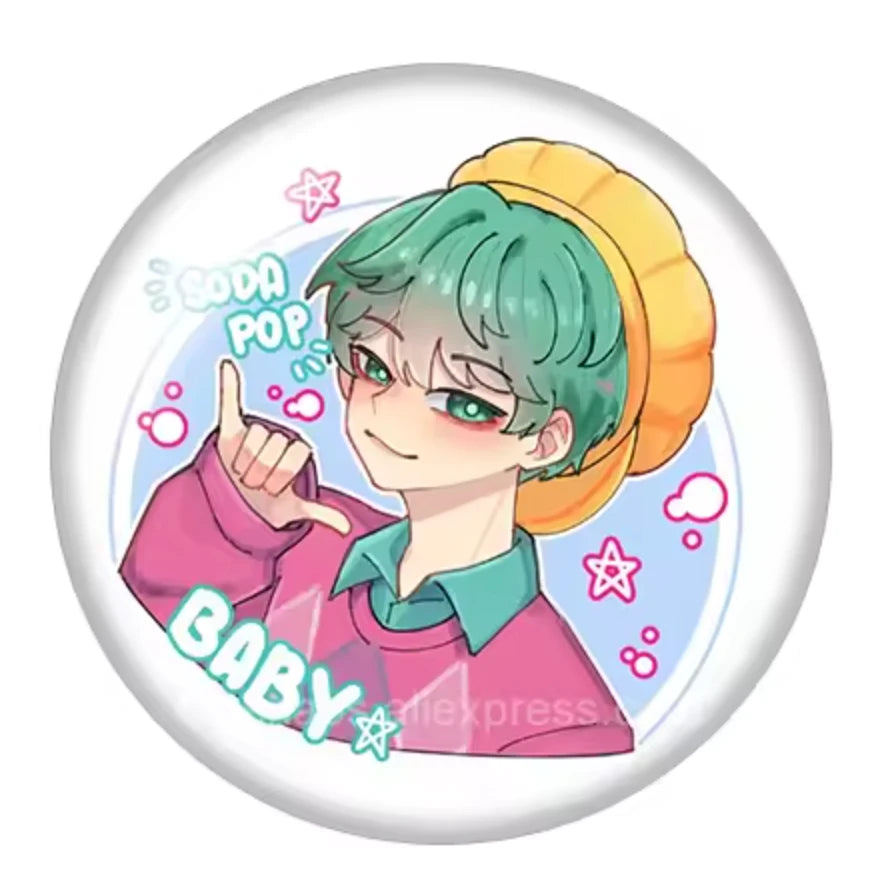 18mm Baby SAJA BOYS - K-Pop Demon Hunter Anime Cartoon Round, Glue on, Resin Gem, (Sold in Pairs)