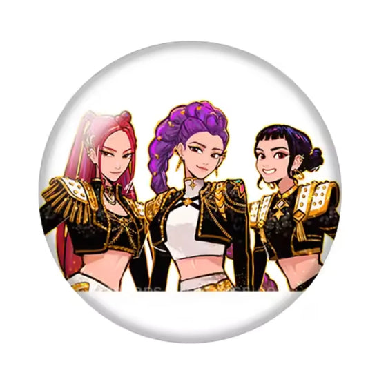 20mm Golden Kpop Huntrix Group Round, Glue on, Resin Gems (Sold in Pairs) Resin Gems