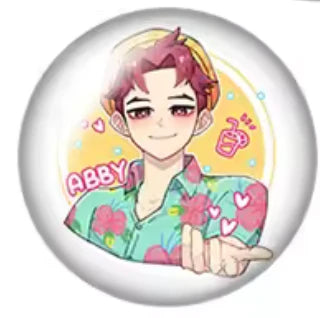 18mm Abby SAJA BOYS - K-Pop Demon Hunter Anime Cartoon Round, Glue on, Resin Gem, (Sold in Pairs)
