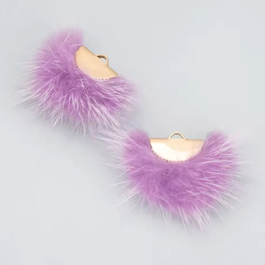 40mm Real Mink Fur Tassels with gold half circle clasp top  Earring Finding, (10 piece) Sundaylace Creations & Bling