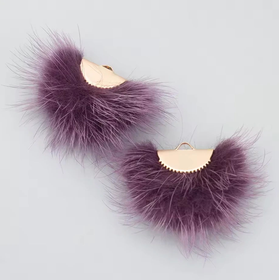 40mm Real Mink Fur Tassels with gold half circle clasp top  Earring Finding, (10 piece) Sundaylace Creations & Bling