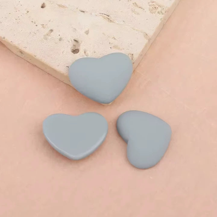 20mm Light Blue HEART Shaped Matte Rubber Gems, Glue on, Matte Resin Gems (Sold in Pair) Resin Gems