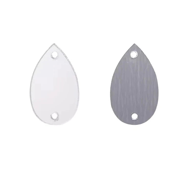 17*28mm Silver Reflective Mirror Teardrop Shaped Sew on Mirror Gem