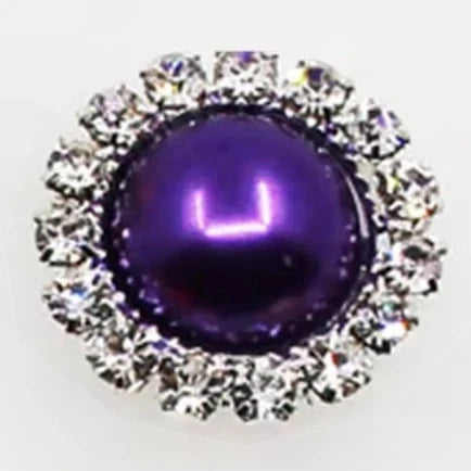 15mm Pink-Purple Pearl Rhinestone Framed Glue On Flat Back Gems (Sold in Pair) Resin Gems