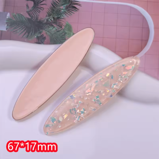 17*67mm Peach AB Foil OVAL, Glue on, Resin Gem (Sold in Pair) Resin Gems