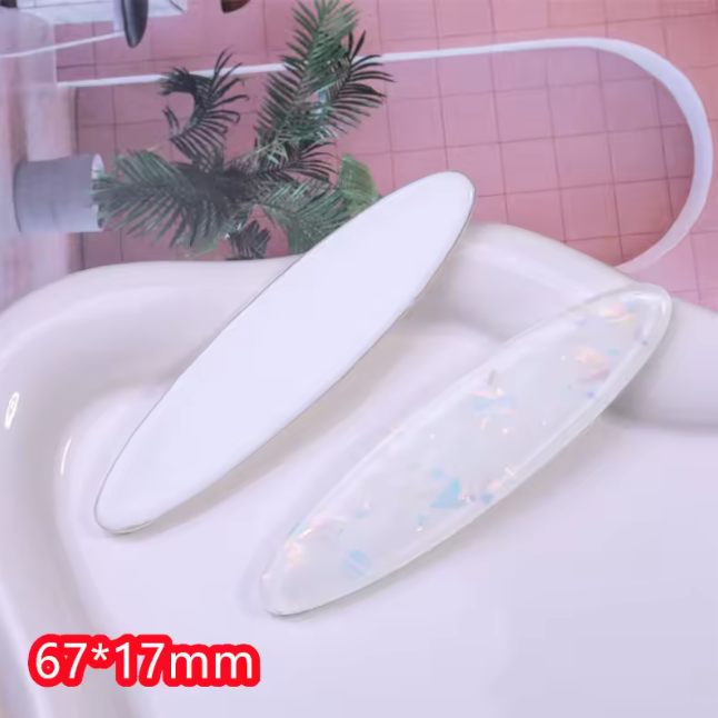 17*67mm White AB Foil OVAL, Glue on, Resin Gem (Sold in Pair) Resin Gems