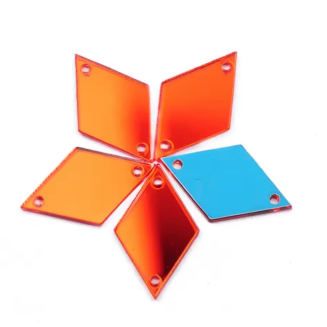 25*41mm Red Coloured Reflective Mirror, Rhombus Diamond Shaped, Sew on, Mirror Gem (Sold in Pair) Sundaylace Creations & Bling