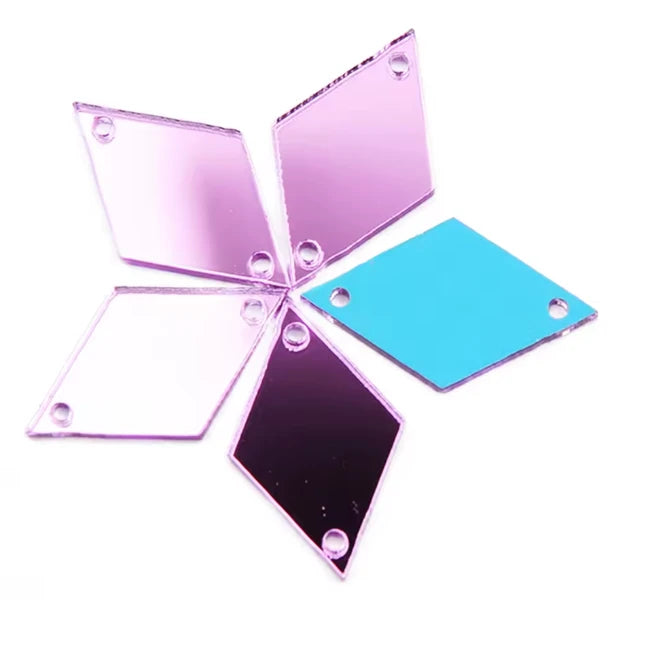 25*41mm Purple Coloured Reflective Mirror, Rhombus Diamond Shaped, Sew on, Mirror Gem (Sold in Pair) Sundaylace Creations & Bling