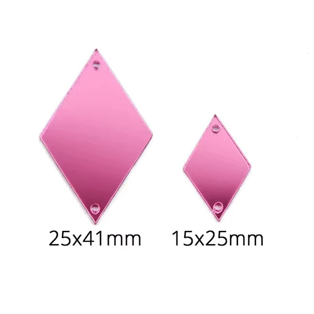 10*25mm Gold Coloured Reflective Mirror, Rhombus Diamond Shaped, Sew on, Mirror Gem (Sold in Pair) Sundaylace Creations & Bling