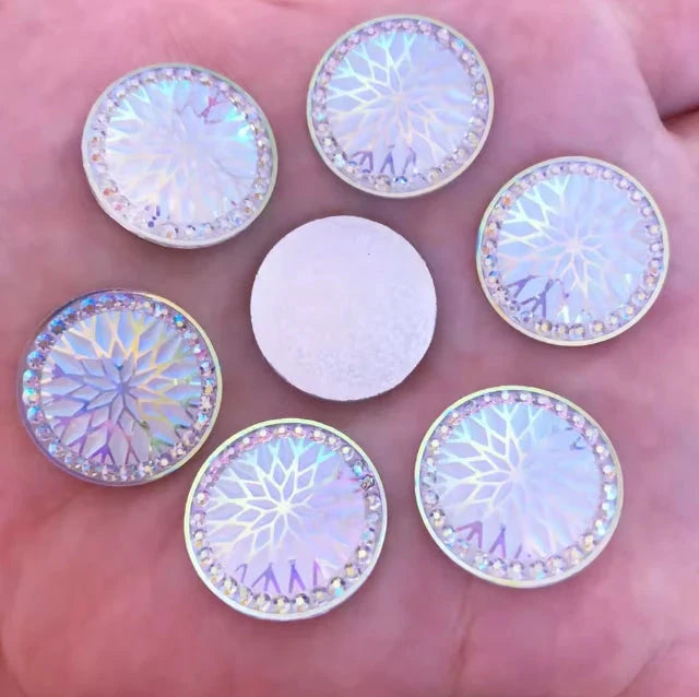 20mm Clear AB Starblanket Design Glue On Resin Gems (Sold in Pair) Resin Gems