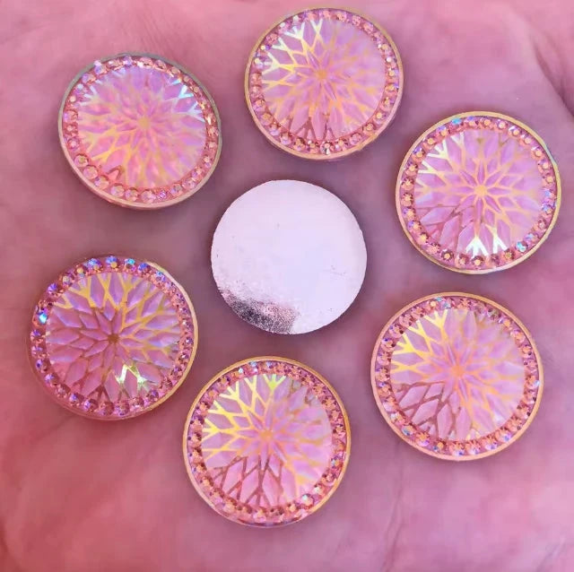 20mm Light Pink AB Starblanket Design Glue On Resin Gems (Sold in Pair) Resin Gems