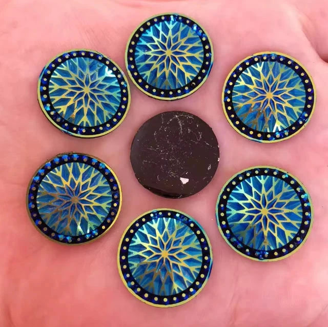 20mm Black-Blue AB Starblanket Design Glue On Resin Gems (Sold in Pair) Resin Gems
