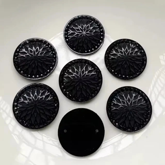 20mm Black Starblanket Design Glue On Resin Gems (Sold in Pair) Resin Gems